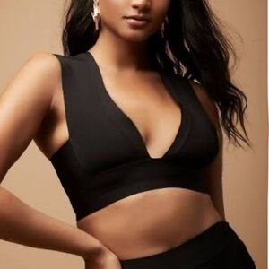 Forever 21 Black Deep V Crop Top